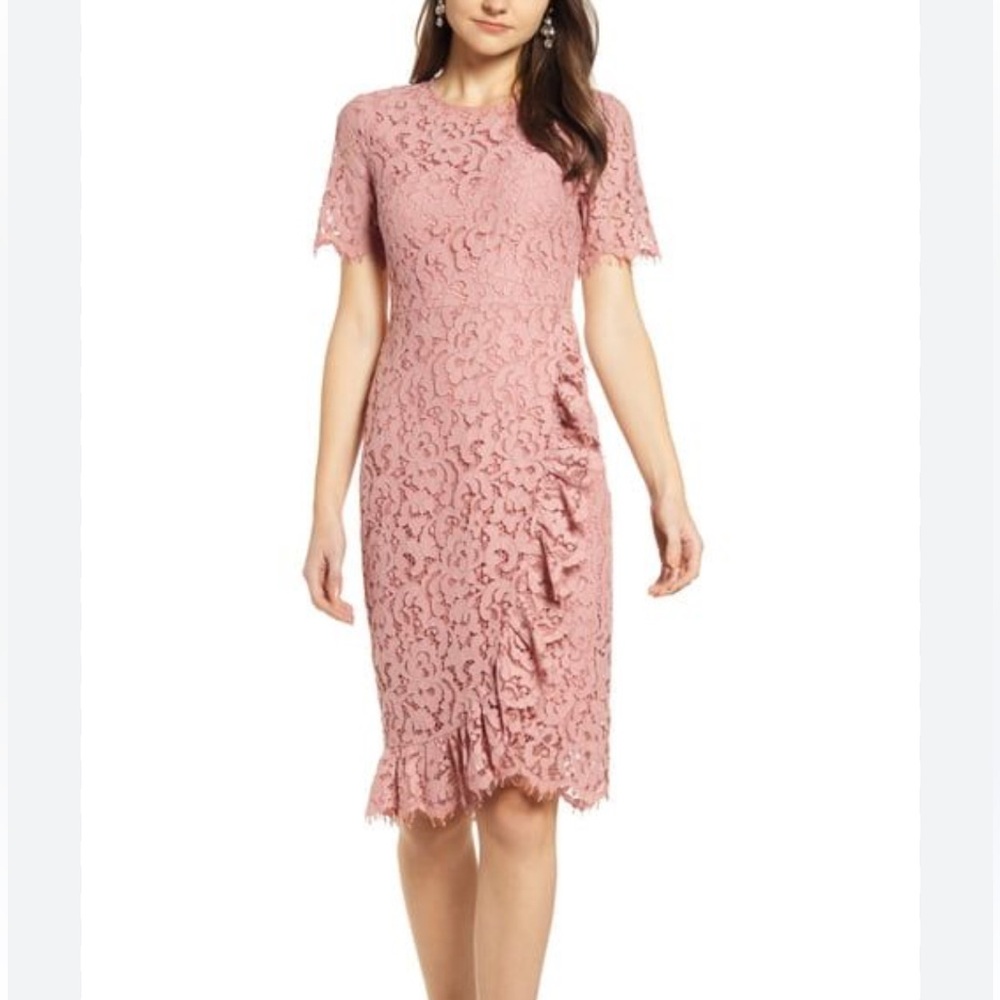 Rachel Parcell Ruffle Front Lace Sheath Dress Sz M